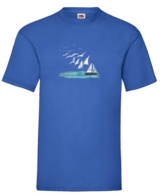 FRUIT OF THE LOOM T-shirt με στάμπα K1226  ΜΠΛΕ ΡΟΥΑ